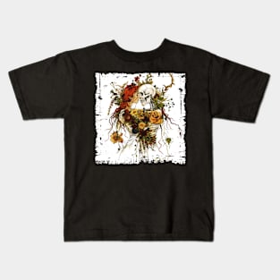 Vintage Botanical Illustration Girl Skeleton Kids T-Shirt